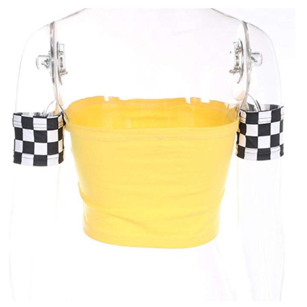Checkered Short Sleeve Crop Top - Picture 6 of 7